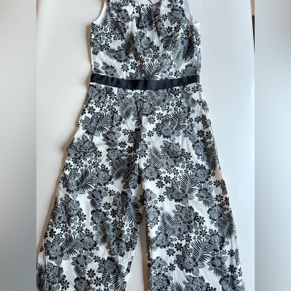 Janie and Jack Black and White Floral Jumpsuit